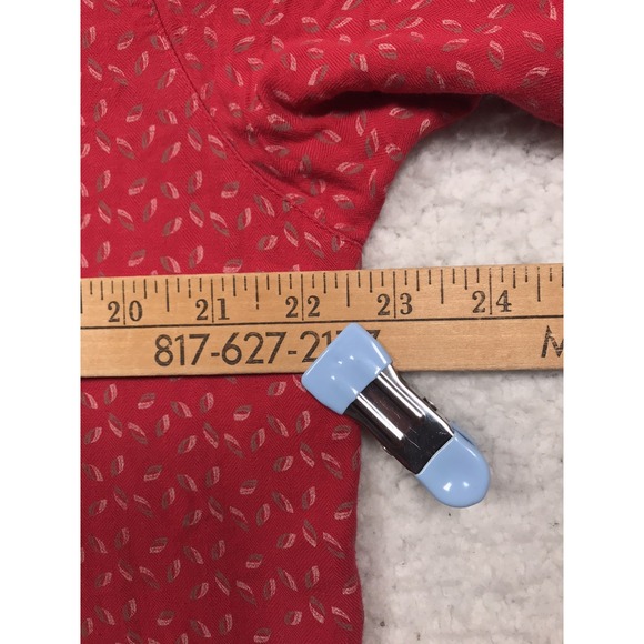 Toscano Silk Blend Button Shirt Mens Medium Red Geometric Short Sleeve Casual - Picture 11 of 13